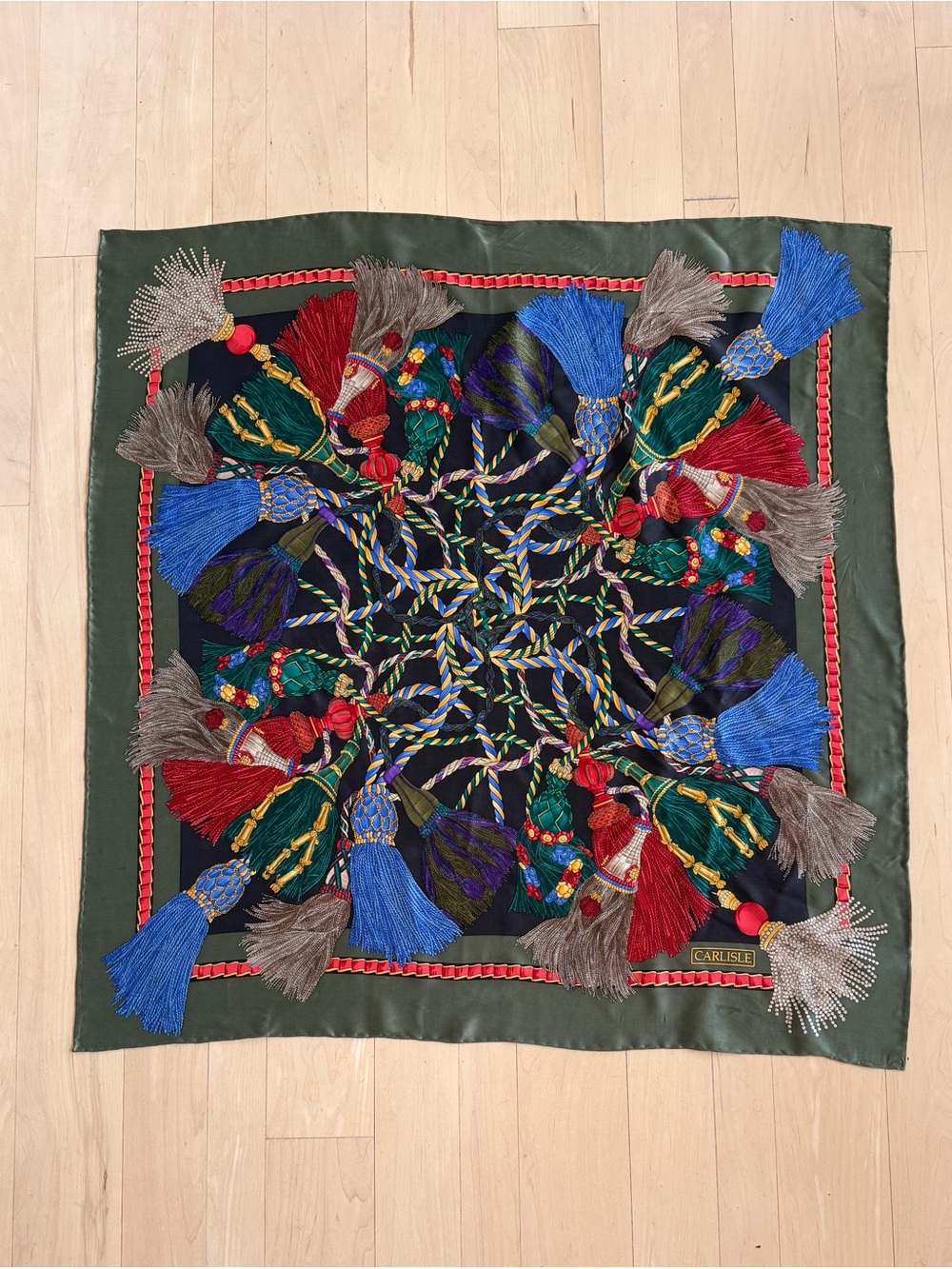 Carlisle Multicolor Tassel Motif Silk Scarf
